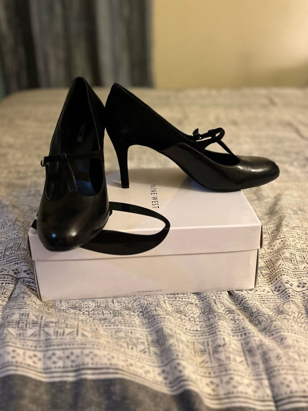 Nine West Black Mary Jane Heels with T-Strap